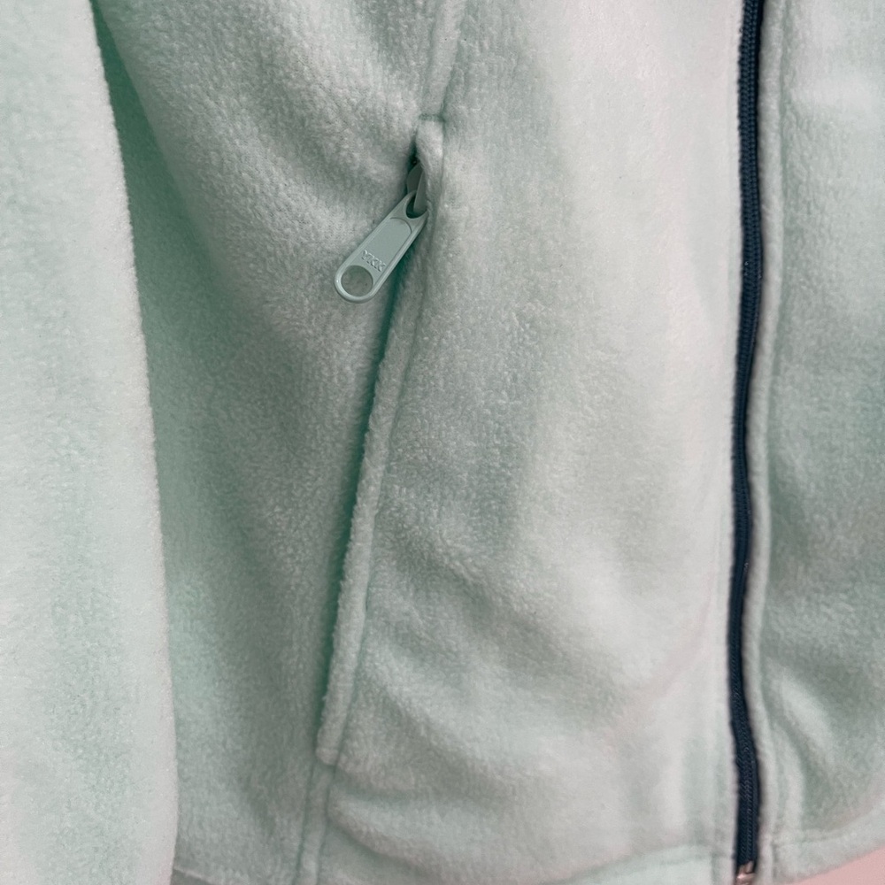 Columbia Light Green Zip Fleece Jacket With Zip Pockets Women’s Size L - Picture 3 of 10